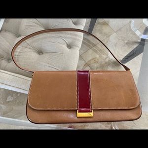 Kate Spade Tan & Red Clutch with Gold & handle